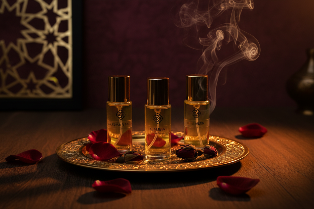 Arabian perfume oils with traditional Middle Eastern styling